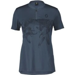 SCOTT Trail Flow Zip Damen Kurzarmtrikot - Metal Blue/dark Blue