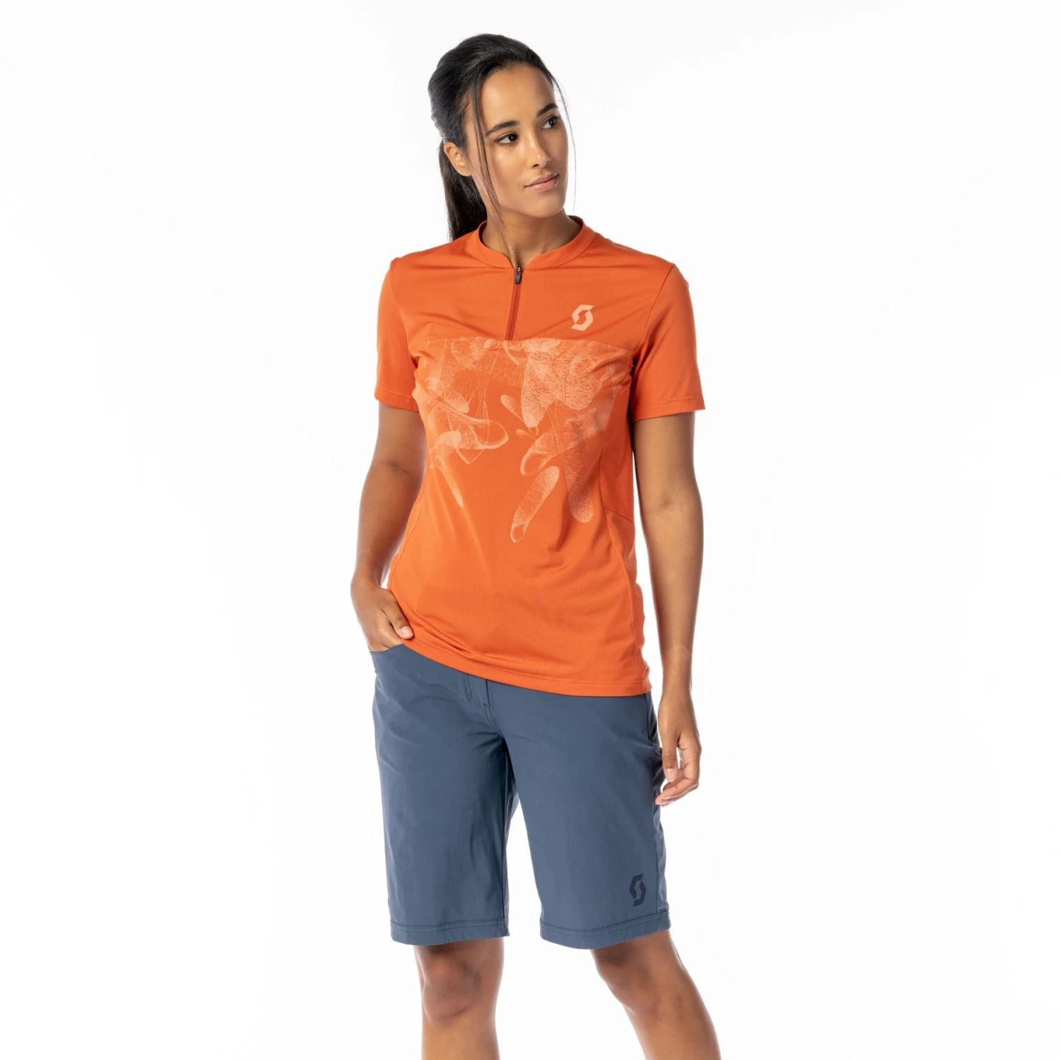 SCOTT Trail Flow Zip Damen Kurzarmtrikot - Moon Blue/dream Blue 4 SCOTT Trail Flow Zip Damen Kurzarmtrikot - Moon Blue/dream Blue – Bild 4